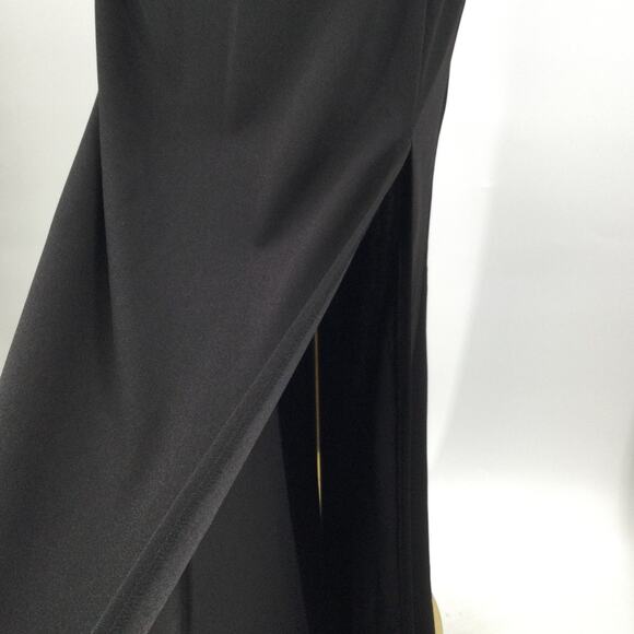B.DARLIN SZ 15 /16 black one shoulder asymmetrical cutout formal maxi dress B116 - Picture 3 of 7